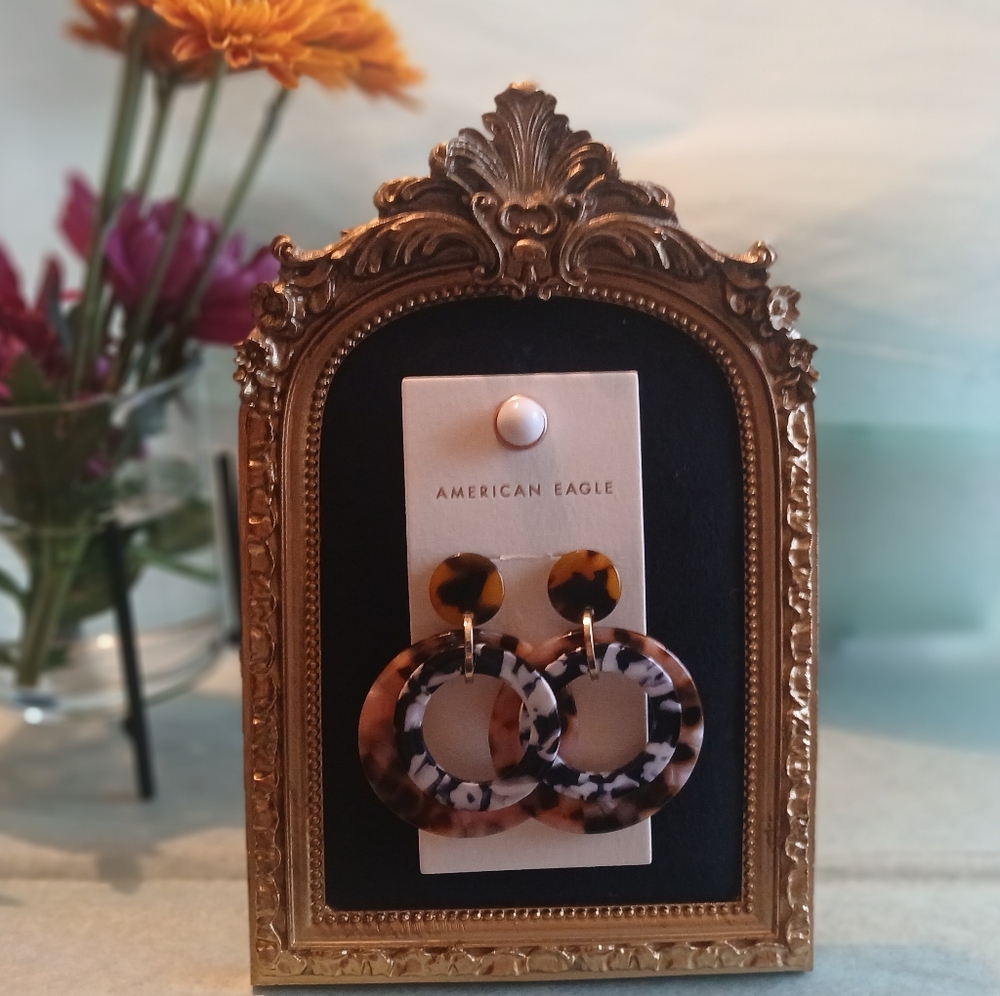 American Eagle Tortoiseshell Stud Hoop Earrings